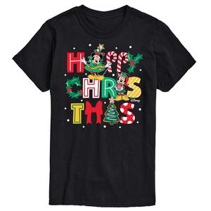 Мужская футболка с рисунком Микки и Минни Маус Disney's Happy Christmas Icons, черный