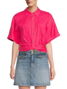 Топ из льняной смеси с застежкой на пуговицы спереди Ramy Brook, розовый
