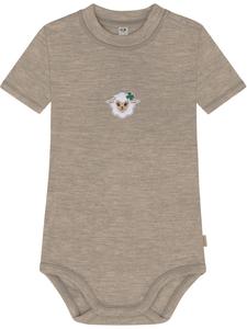 Normani Outdoor Sports Детский боди с короткими рукавами из 100% органической мериносовой шерсти с застежками-кнопками, бежевого цвета