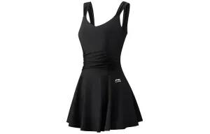 LiNing Платье-комбинация с боксерскими шортами для плавания Женское черное