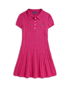 Платье-Поло из хлопка крупной вязки для девочек - для детей постарше. Ralph Lauren, розовый