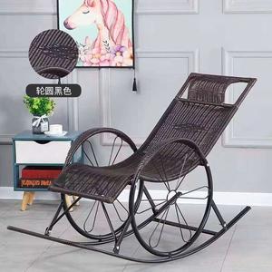 Fantasy Кресло-качалка из ротанга на колесах, черное, модель round line