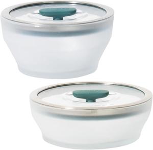 Набор посуды для микроволновой печи Anyday со стеклянными крышками из 4 предметов, зеленый