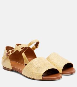 Катрин сандалии из рафии и кожи Staud, Natural