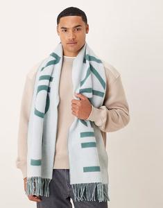 Шерстяной шарф с начесом и большим логотипом Calvin Klein мятно-зеленого цвета Calvin Klein Jeans