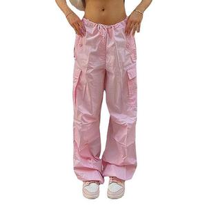 Женские брюки с высокой талией, шнурком, мешковатые, широкие, быстросохнущие, в стиле стритвир, с функциональными карманами Elitechoice, Pink