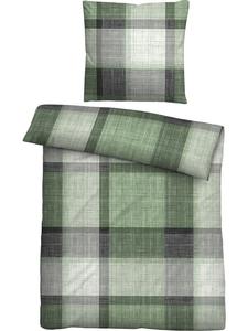 Тонкое фланелевое постельное белье зеленого цвета Biberna, 155 x 220 + 80 x 80 см