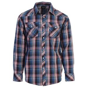 Gioberti Мужская рубашка в клетку с длинным рукавом в стиле вестерн и жемчужными кнопками, цвет Blue Red