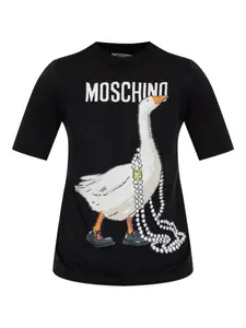 Футболка с принтом гусыни Moschino, черный