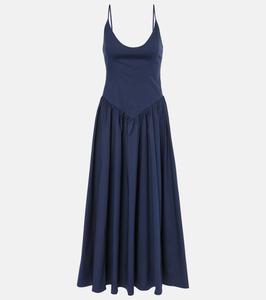 Платье миди из хлопка Dena Staud, темно-синий