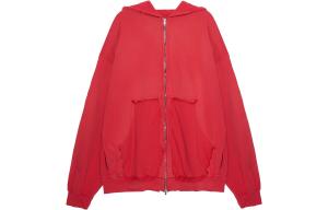 Толстовка с капюшоном большого размера с рваными карманами на молнии Balenciaga, красный