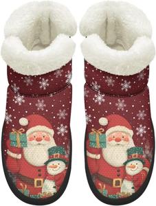 Женские зимние ботинки KEIAHUAN с мехом, теплые и утепленные, мини-ботильоны на платформе для снега, Santa Claus Snowman