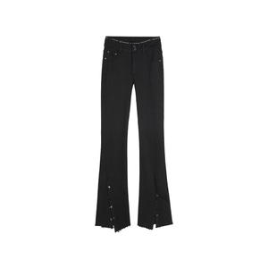 ELLE Джинсы женские черные тонкие расклешенные