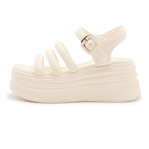 Милэн Лав Сонг Сандалии на ремешках 7,5 см Женские Черный, Экрю