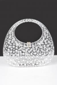 Прозрачный акриловый клатч со стразами Hot Fix FASHNZFAB, Clear