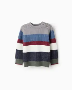 Детский полосатый вязаный джемпер Zippy, темно-зеленый