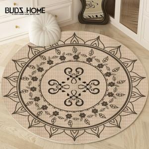 Budis Ковер круглый 160 см в стиле Chanel, утолщенный велюровый, для спальни, кабинета, гостиной, не скользит