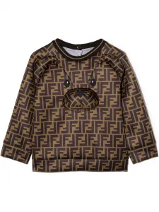 Толстовка с логотипом FF FENDI KIDS, коричневый