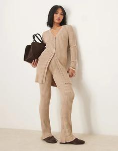 Vila Брюки petite flare trouser co-ord in tan