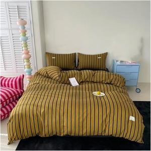 Generic Комплект постельного белья двуспальный черный в полоску