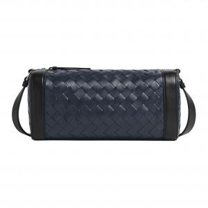 Bottega Veneta Кожаный наплечный рюкзак мужской космический синий и черный