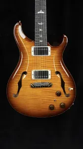 PRS Hollowbody II Piezo 2023 года в цвете Tobacco Sunburst с крышкой и задней декой из десяти слоев