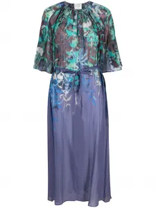 Плиссированное платье миди с цветочным принтом Forte Forte, фиолетовый