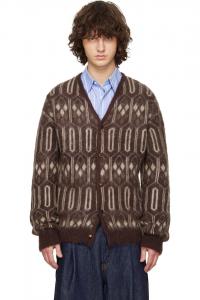 Мохеровый кардиган с геометрическим узором Needles, Burgundy