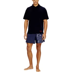 DIESEL Polo Shirts Men's Blue Polo Collar Moderate Straight Fit