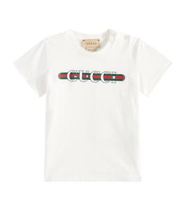 Футболка из хлопкового джерси с логотипом для малышей Gucci Kids, цвет new white/mc
