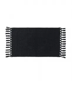 Хлопковый коврик для ванной Nellore с бахромой, 51 x 97 см French Connection, черный