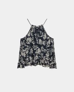 Женский топ с цветочным принтом и рюшами Noon, черный