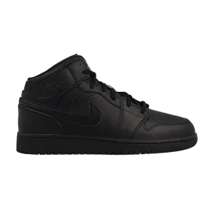 Кроссовки Air Jordan 1 Retro Mid GS 'Black', черный