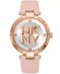 Женские часы Essential Logo с розовым кожаным ремешком, 38 мм DKNY