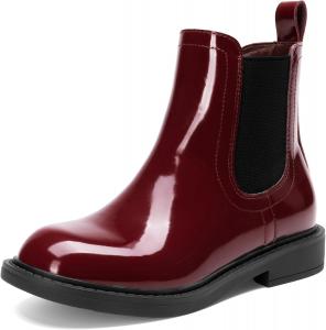 Ботильоны DREAM PAIRS для девочек с боковой молнией, челси на низком каблуке, модная обувь для малышей/детей младшего и старшего возраста, Burgundy