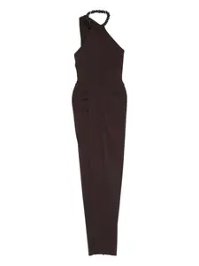 Асимметричное платье миди Amen, коричневый