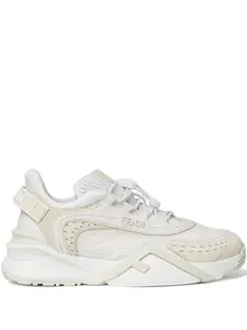Кожаные кроссовки на шнуровке FENDI, белый