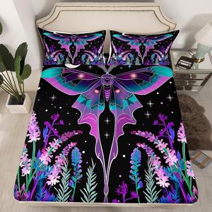 Erosebridal Готический комплект постельного белья с принтом скелета бабочки и черепа в стиле бохо, Multi 8