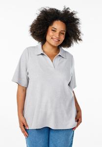 Поло Zizzi Polo shirt, Light Grey Melange/Light Grey