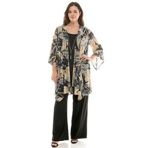 Комплект из кардигана с оборками на рукавах и брюк прямого кроя больших размеров Luxology, цвет black tan natural