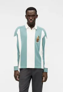 Футболка с длинными рукавами из архивного регбийного стиля twisted. Abercrombie & Fitch, White/Light Blue