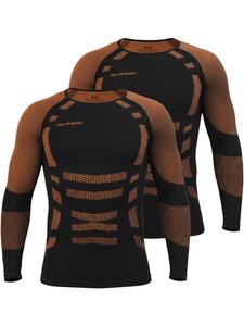 Normani 2 мужские терморубашки с длинным рукавом для катания на лыжах, оранжево-черные