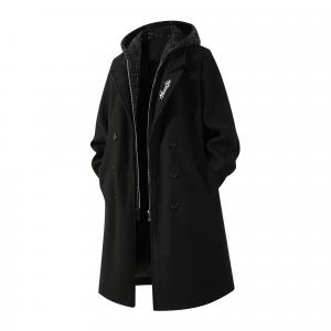 Тренч Unisex с капюшоном Moderate Mock Two Piece HUANQIU, черный hat