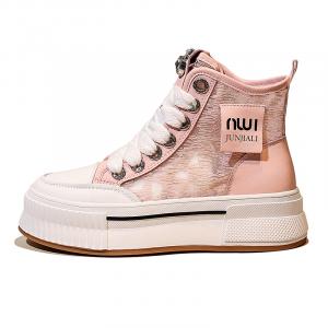 Скользоустойчивые, износостойкие, дышащие, легкие высокие женские кроссовки Junjali из холста с черной сеткой