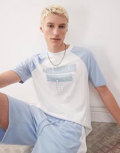 Футболка New Era LA Dodgers реглан коорд синего цвета, многоцветная