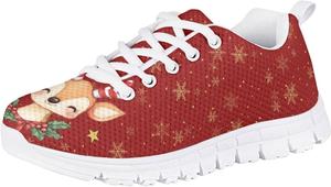 Кроссовки Forchrinse для мальчиков и девочек на Рождество, детские шнурованные теннисные кроссовки, легкие, дышащие, для ходьбы и бега, Christmas Deer Print