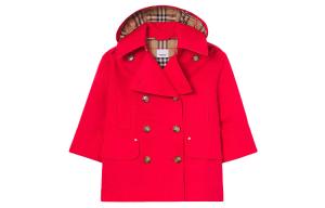 Детское пальто с отстегивающимся капюшоном Moderate Burberry, red