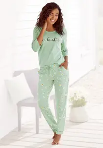 Пижама Vivance Dreams (2 шт.), с принтом ромашки, цвет Jade-Gemustert