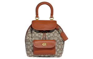 Сумка-рюкзак Riya из ткани с кожаной спинкой среднего размера женская бежевая COACH