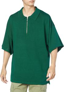 Мужская трикотажная рубашка-поло с коротким рукавом и застежкой-молнией до середины груди Null 50438, зеленый